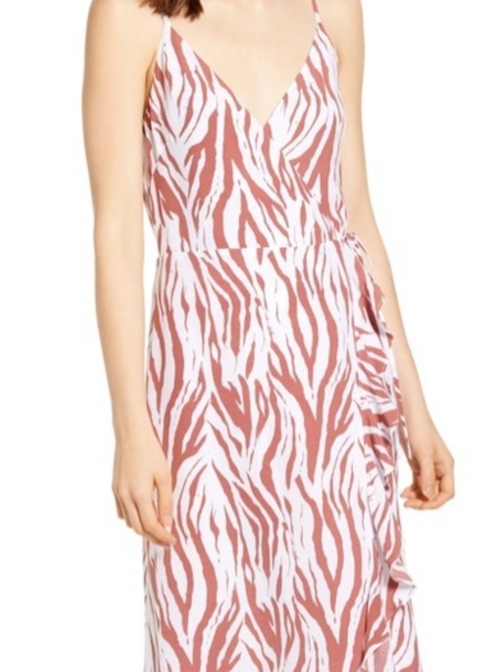 RAILS Zebra Nights Wrap Dress M Rust and White